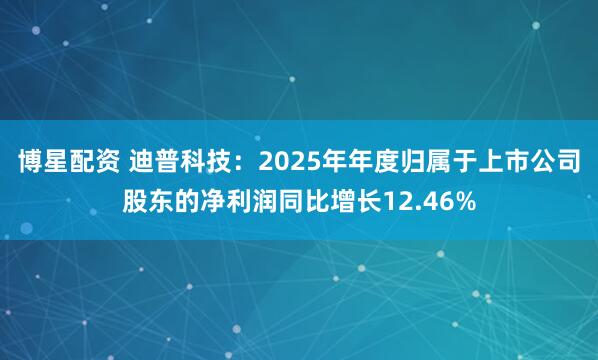 博星配资 迪普科技：2025年年度归属于上市公司股东的净利润同比增长12.46%